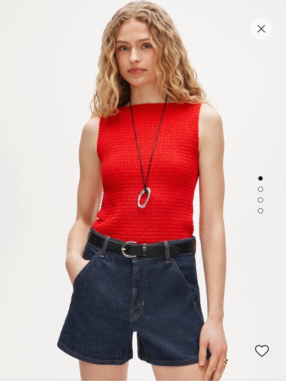 J. Crew Red Smocked Sleeveless Tank